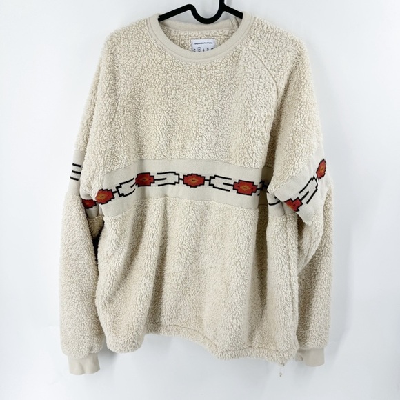 ✅ URBAN OUTFITTERS Western Sherpa Crew-Neck Sweatshirt CREAM SIZE MEDIUM - Picture 2 of 6